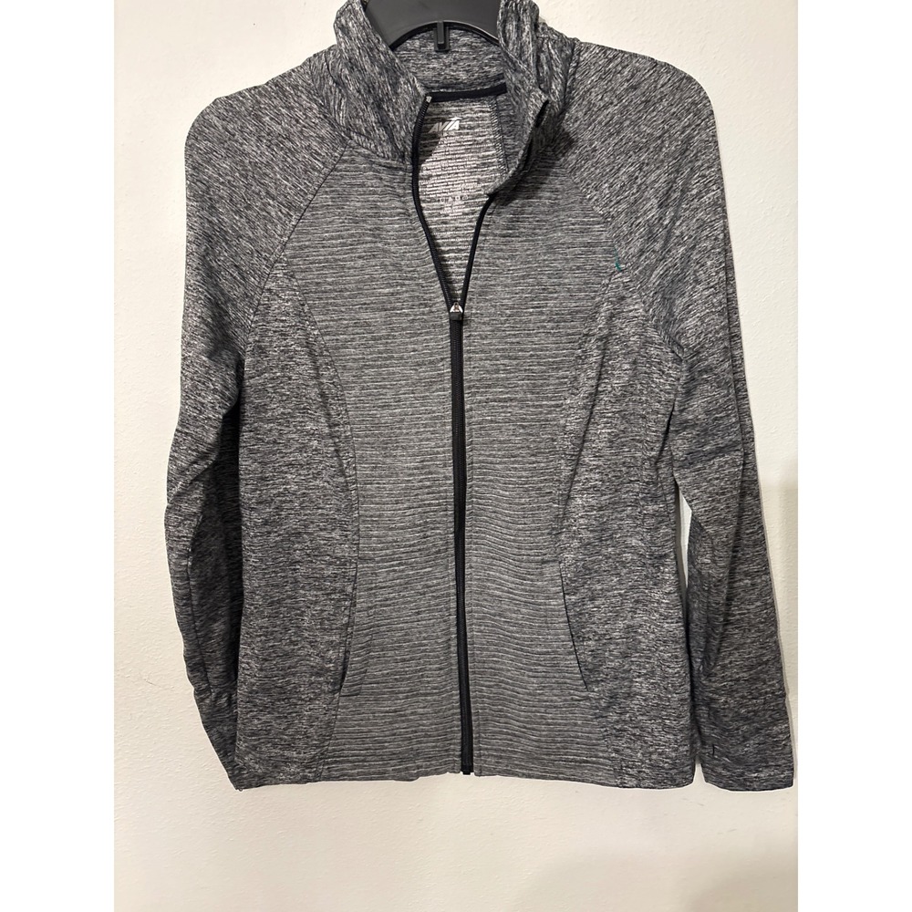 Avia Zip Up Jacket Women Medium Gray Excellent Space Dye Back Cutout AV37372H